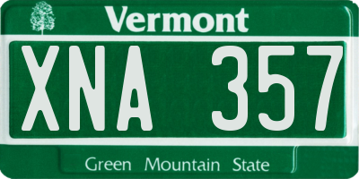 VT license plate XNA357