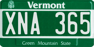 VT license plate XNA365