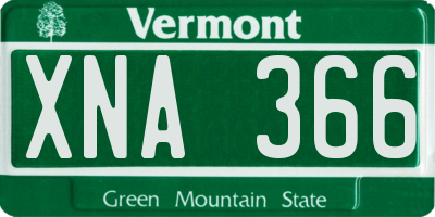 VT license plate XNA366