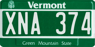 VT license plate XNA374
