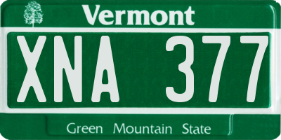 VT license plate XNA377