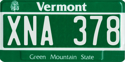 VT license plate XNA378
