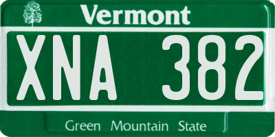 VT license plate XNA382
