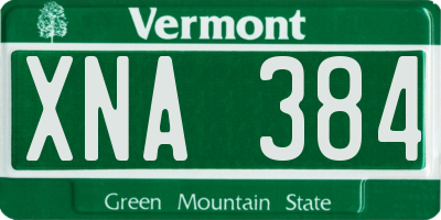 VT license plate XNA384