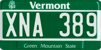 VT license plate XNA389