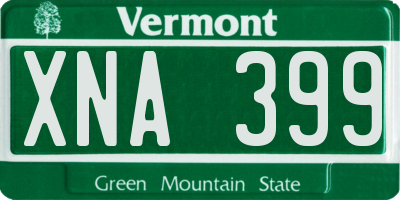 VT license plate XNA399