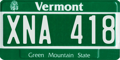 VT license plate XNA418
