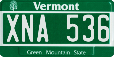 VT license plate XNA536