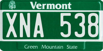 VT license plate XNA538