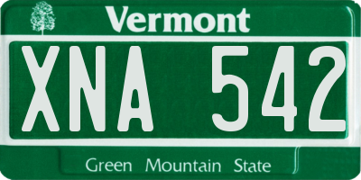 VT license plate XNA542