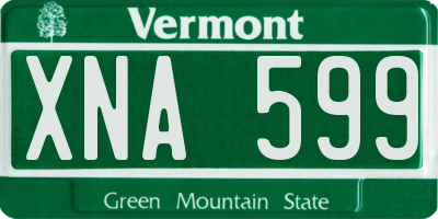 VT license plate XNA599