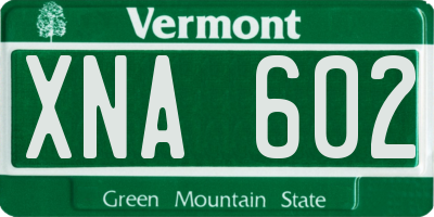 VT license plate XNA602