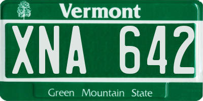 VT license plate XNA642