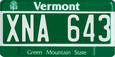 VT license plate XNA643