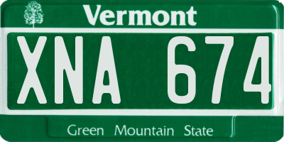 VT license plate XNA674