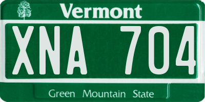 VT license plate XNA704