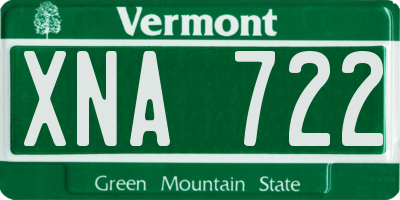 VT license plate XNA722