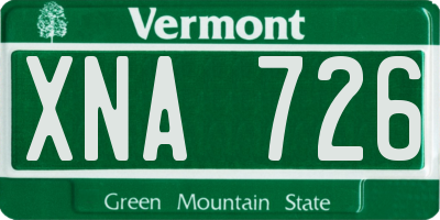VT license plate XNA726