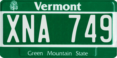 VT license plate XNA749