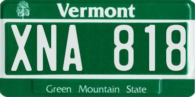 VT license plate XNA818