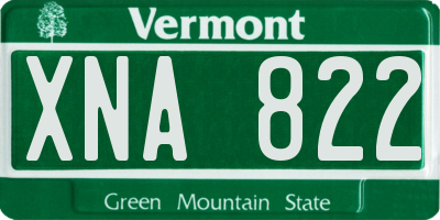 VT license plate XNA822