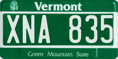 VT license plate XNA835