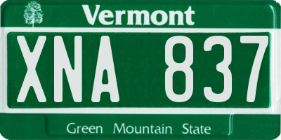 VT license plate XNA837