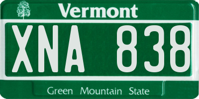 VT license plate XNA838