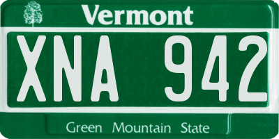 VT license plate XNA942