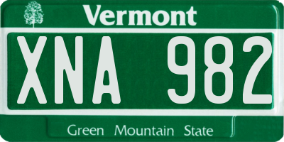 VT license plate XNA982