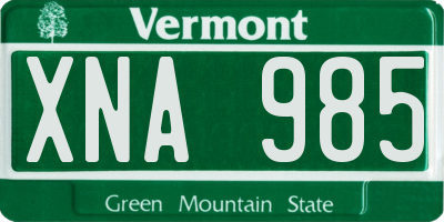 VT license plate XNA985