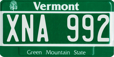 VT license plate XNA992
