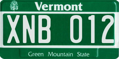 VT license plate XNB012