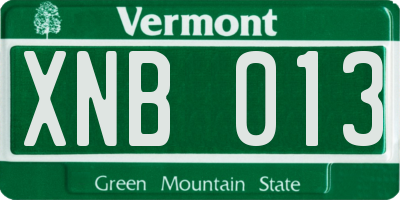 VT license plate XNB013