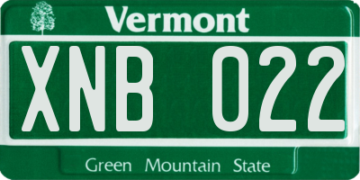 VT license plate XNB022