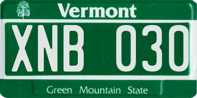 VT license plate XNB030