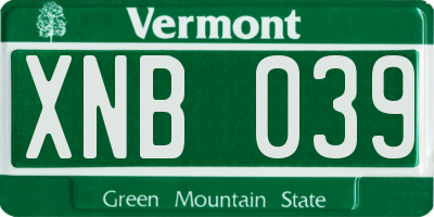 VT license plate XNB039