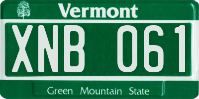 VT license plate XNB061