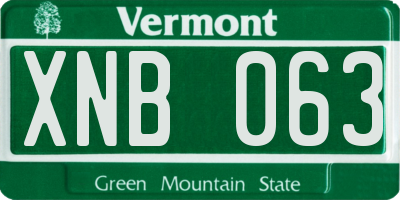 VT license plate XNB063