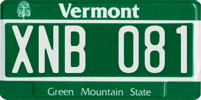 VT license plate XNB081