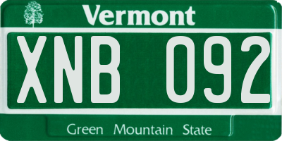 VT license plate XNB092