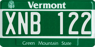 VT license plate XNB122