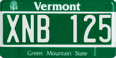 VT license plate XNB125