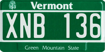 VT license plate XNB136