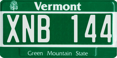 VT license plate XNB144