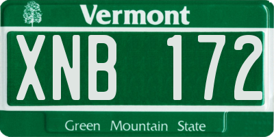 VT license plate XNB172