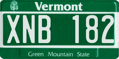 VT license plate XNB182