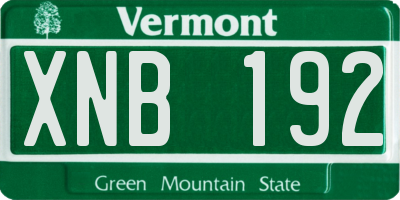 VT license plate XNB192