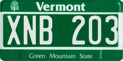VT license plate XNB203