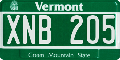 VT license plate XNB205